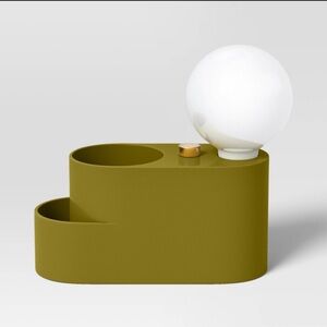 Modern Olive Green Table Lamp with White Globe